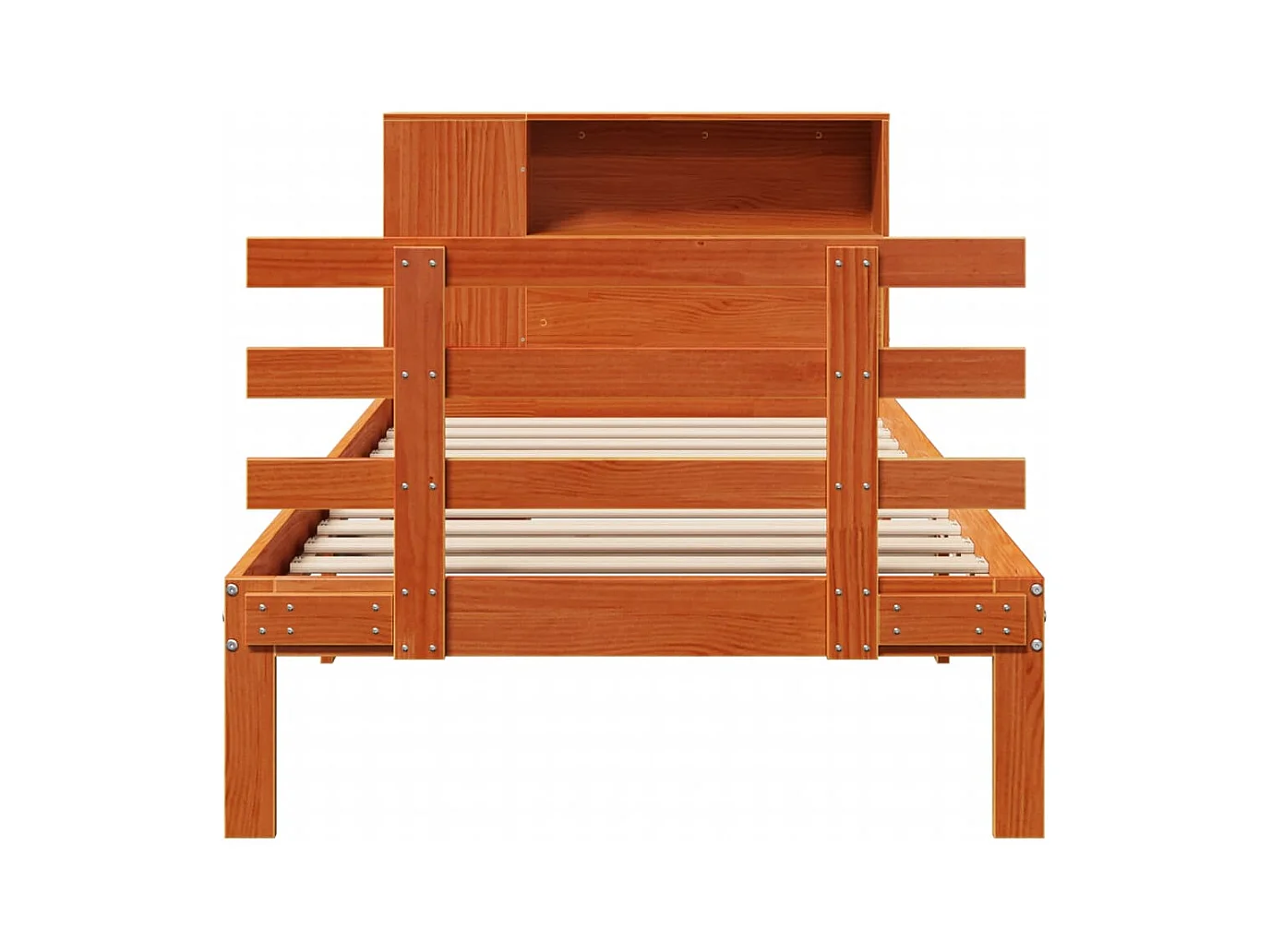 Lit bibliothèque sans matelas cire marron 100x200 cm pin massif