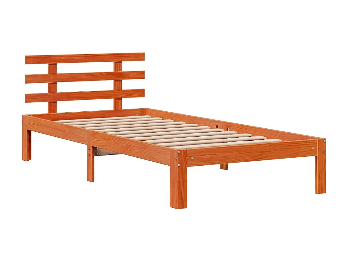 Cama con estantería sin colchón madera maciza marrón 100x200 cm