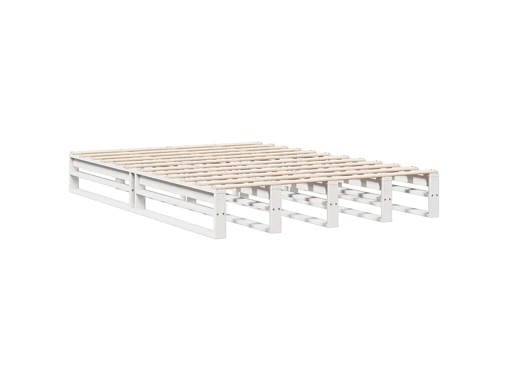 Bed met boekenkast zonder matras grenenhout wit 140x200 cm