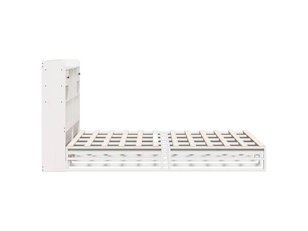 Bed met boekenkast zonder matras grenenhout wit 140x200 cm