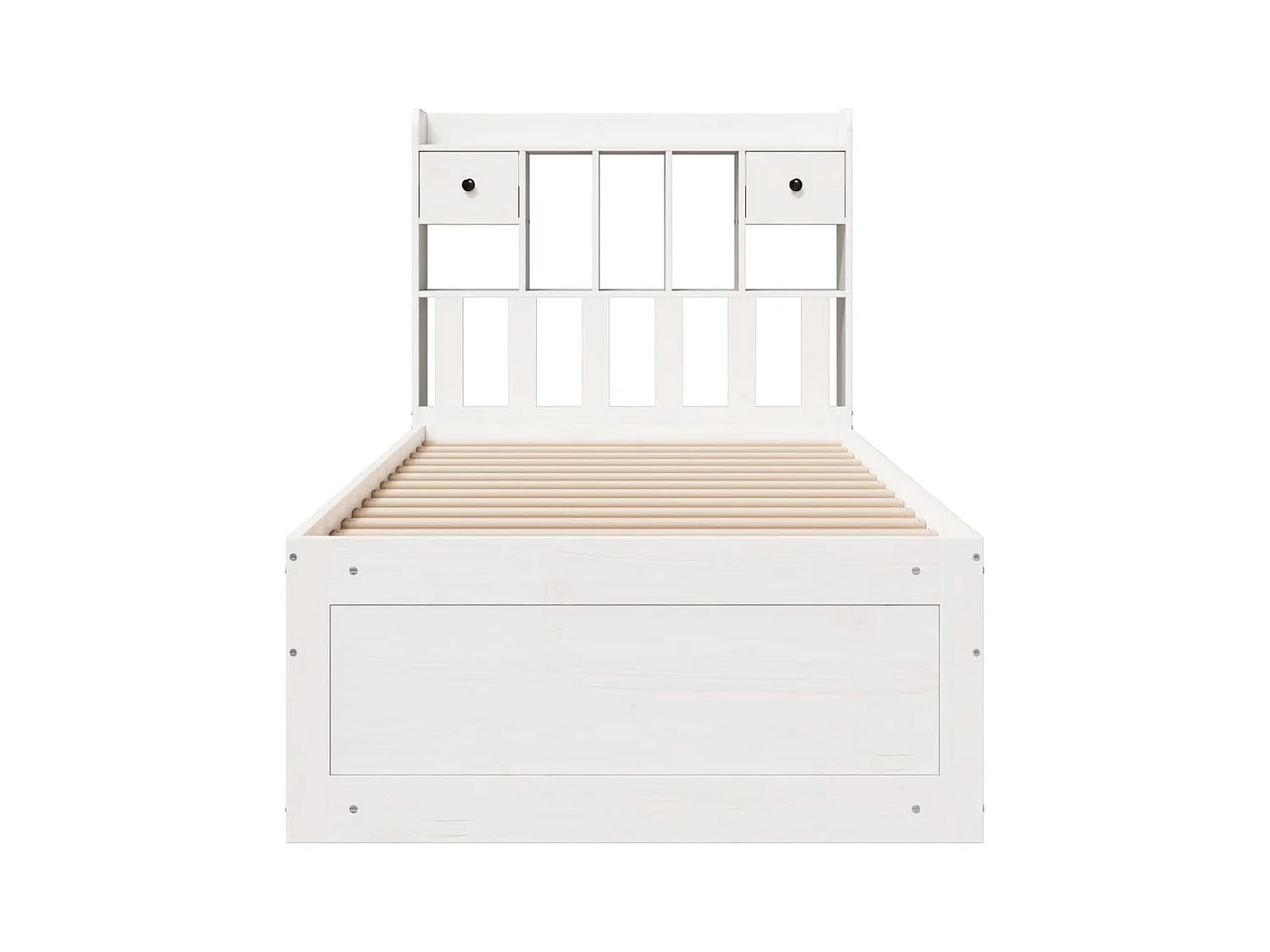 Lit bibliothèque sans matelas blanc 75x190cm bois de pin massif