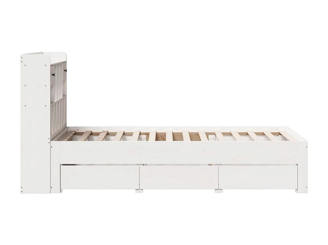 Lit bibliothèque sans matelas blanc 75x190cm bois de pin massif