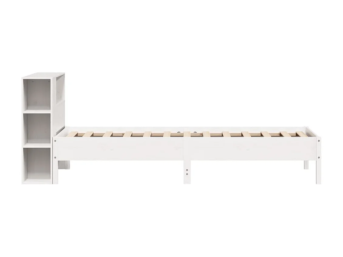 Lit bibliothèque sans matelas blanc 100x200 cm bois pin massif