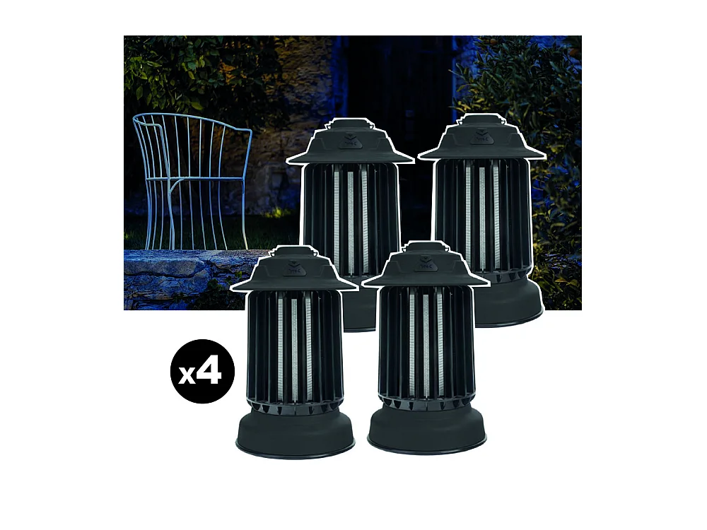 Lot de 4 pièges à moustique d'extérieur auto-nettoyant EZIlight® Mosquito Garden MG 10 Black