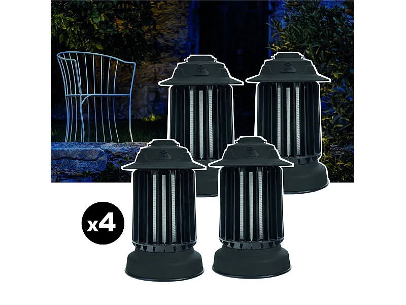 Lot de 4 pièges à moustique d'extérieur auto-nettoyant EZIlight® Mosquito Garden MG 10 Black