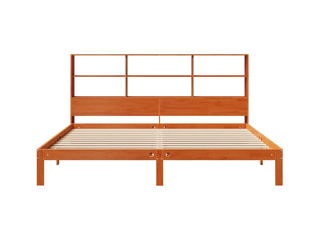 Lit bibliothèque sans matelas cire marron 180x200 cm pin massif
