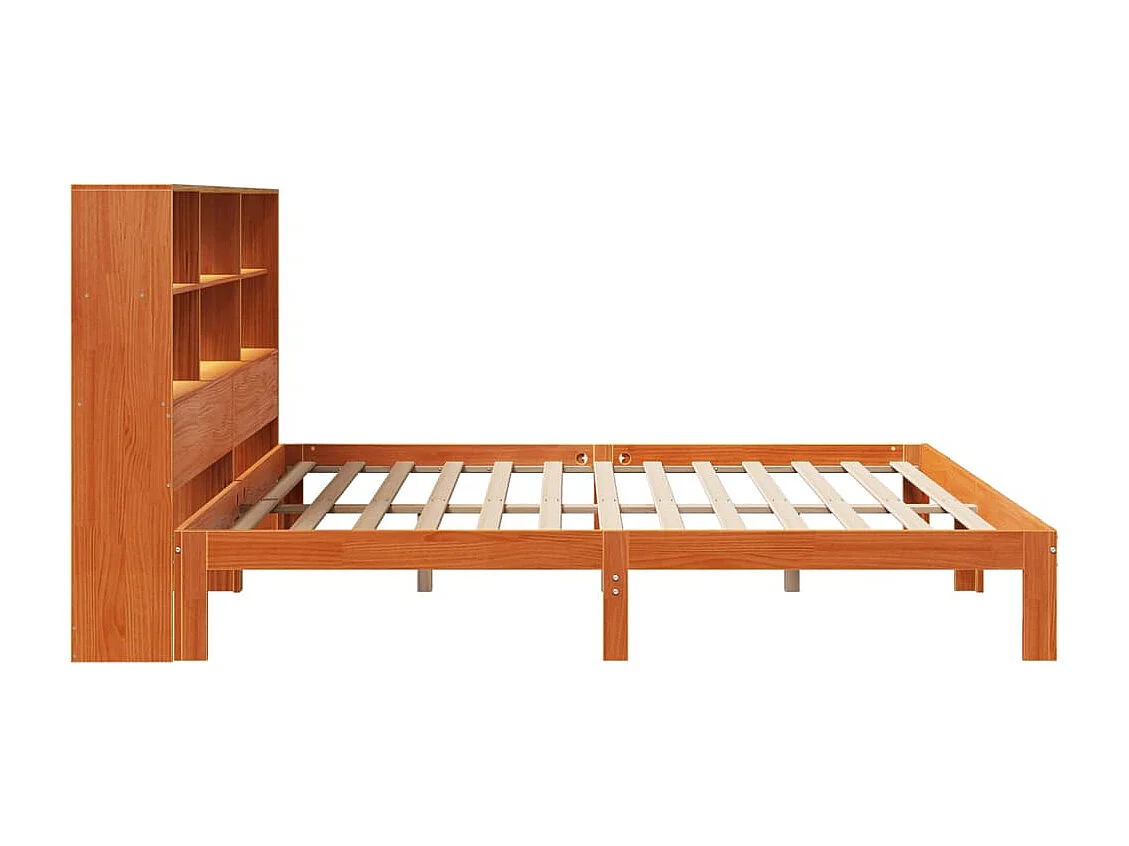 Lit bibliothèque sans matelas cire marron 180x200 cm pin massif