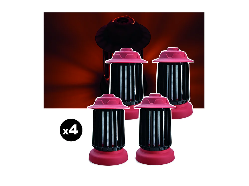Lot de 4 pièges à moustique d'extérieur auto-nettoyant EZIlight® Mosquito Garden MG 10 Red