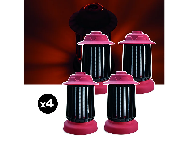 Lot de 4 pièges à moustique d'extérieur auto-nettoyant EZIlight® Mosquito Garden MG 10 Red