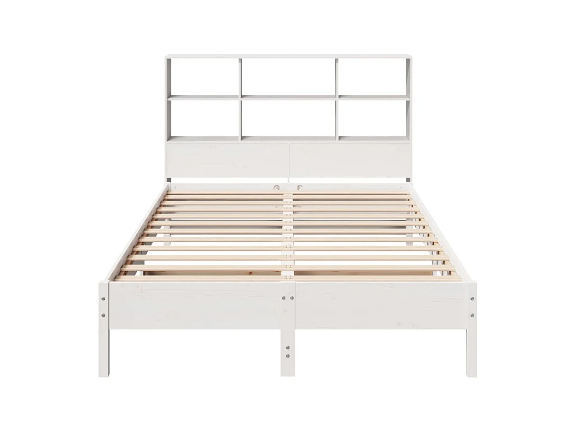 Lit bibliothèque sans matelas blanc 120x200 cm bois pin massif