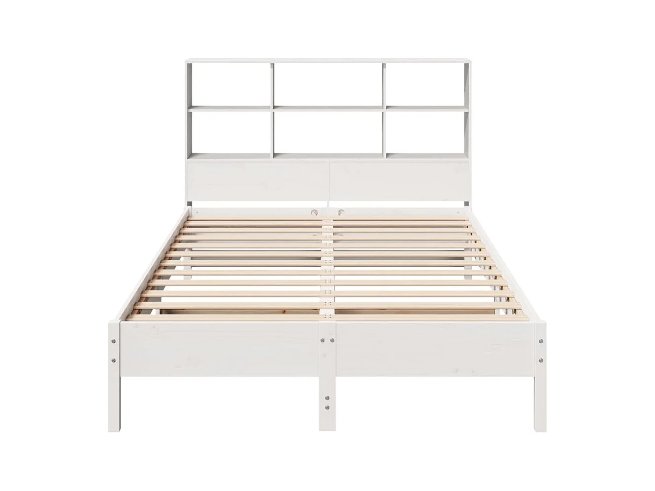 Lit bibliothèque sans matelas blanc 120x200 cm bois pin massif