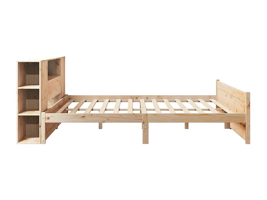 Lit bibliothèque sans matelas 200x200 cm bois massif de pin