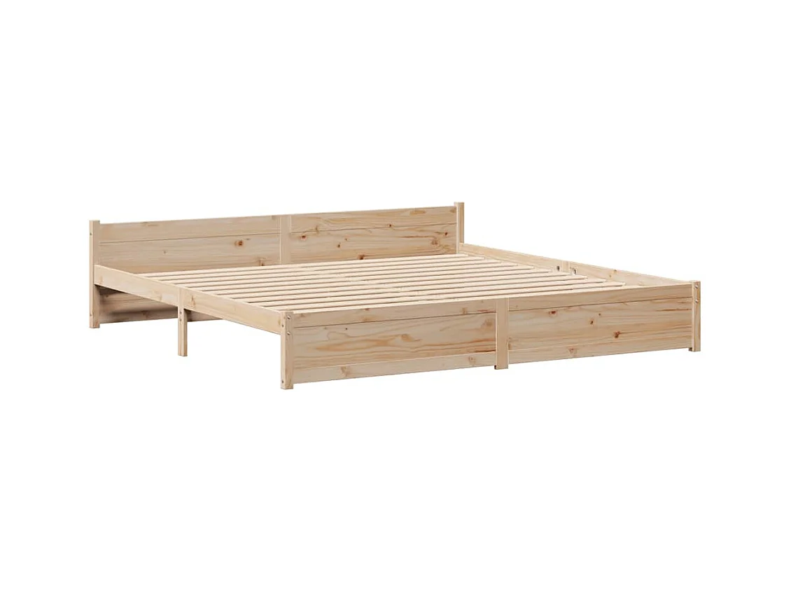 Lit bibliothèque sans matelas 200x200 cm bois massif de pin