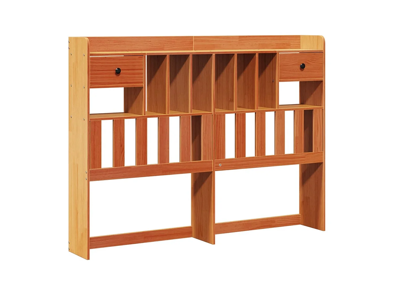 Lit bibliothèque sans matelas cire marron 140x190 cm pin massif