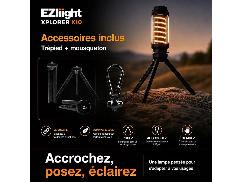 Lot de 4 lampes torches nomades EZIlight® Xplorer X10
