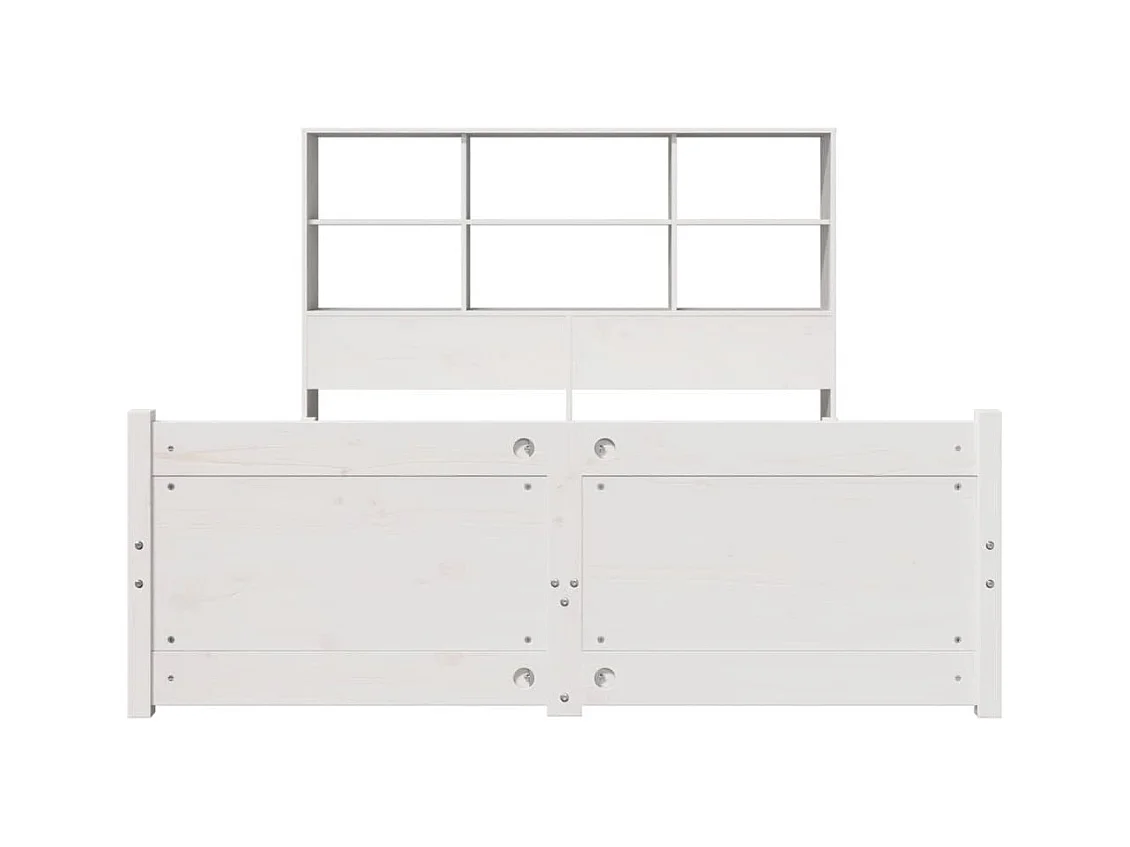 Lit bibliothèque sans matelas blanc 120x200 cm bois pin massif