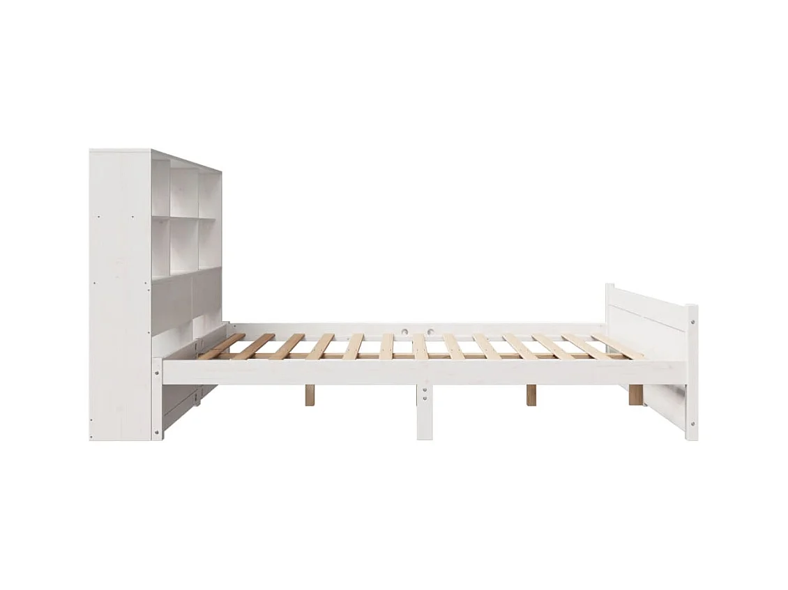 Lit bibliothèque sans matelas blanc 120x200 cm bois pin massif