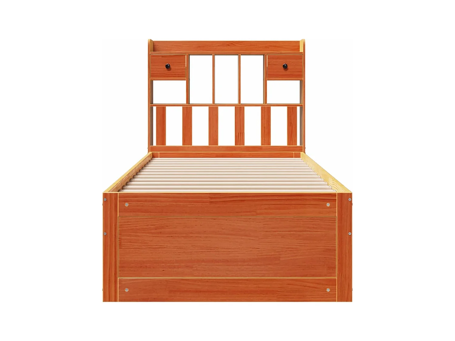 Lit bibliothèque sans matelas cire marron 100x200 cm pin massif