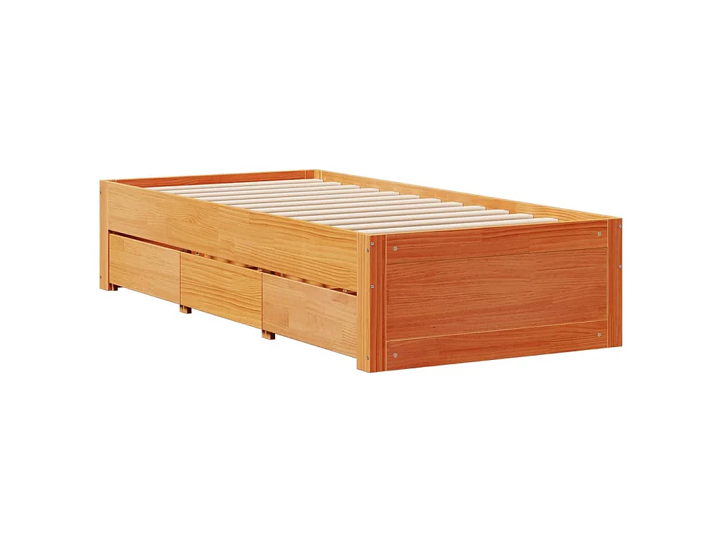 Letto Libreria senza Materasso Marrone Cera 100x200 cm in Pino