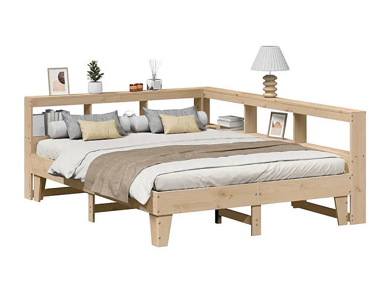 Massivholzbett mit Regal ohne Matratze 150x200 cm Kiefer
