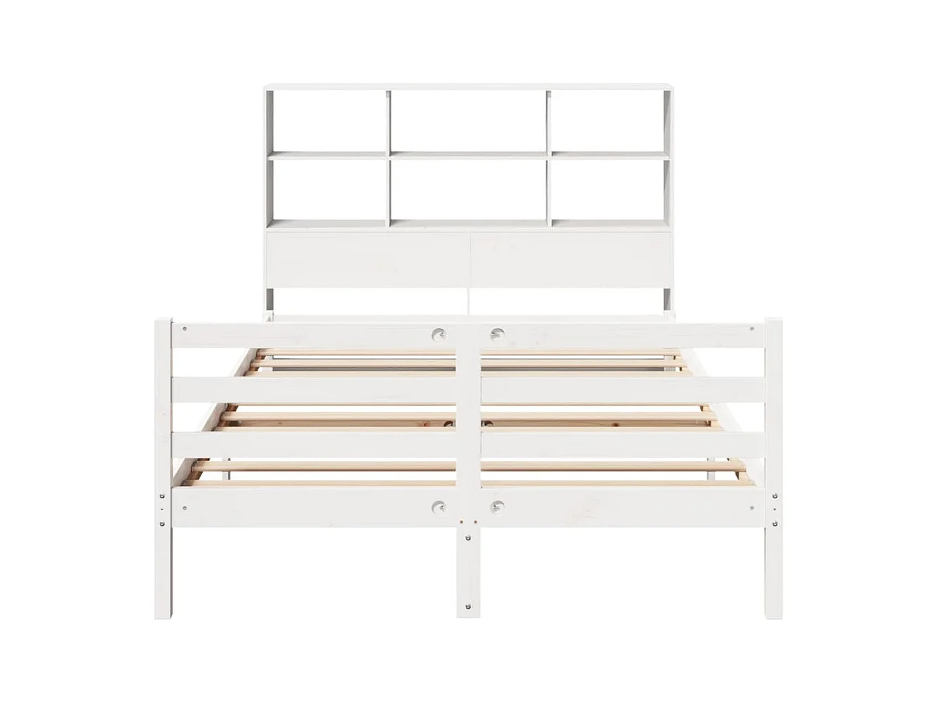 Lit bibliothèque sans matelas blanc 140x190 cm bois pin massif