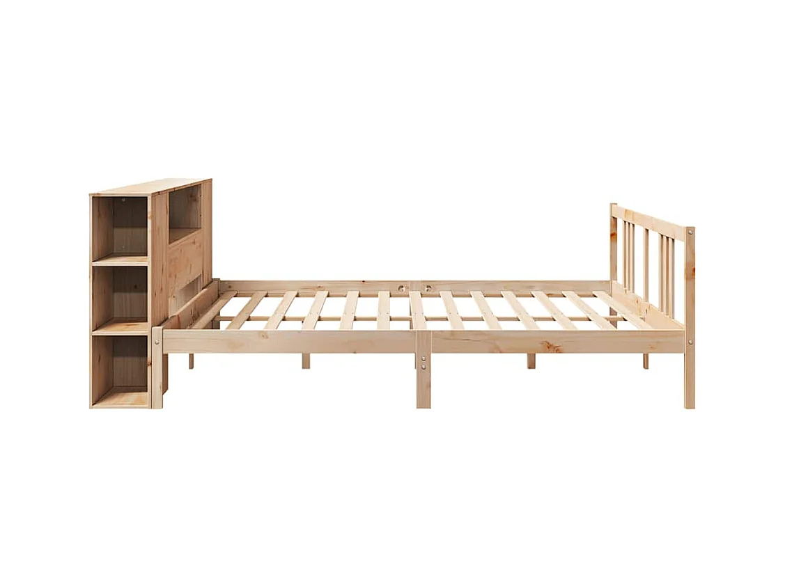 Lit bibliothèque sans matelas 180x200 cm bois massif de pin