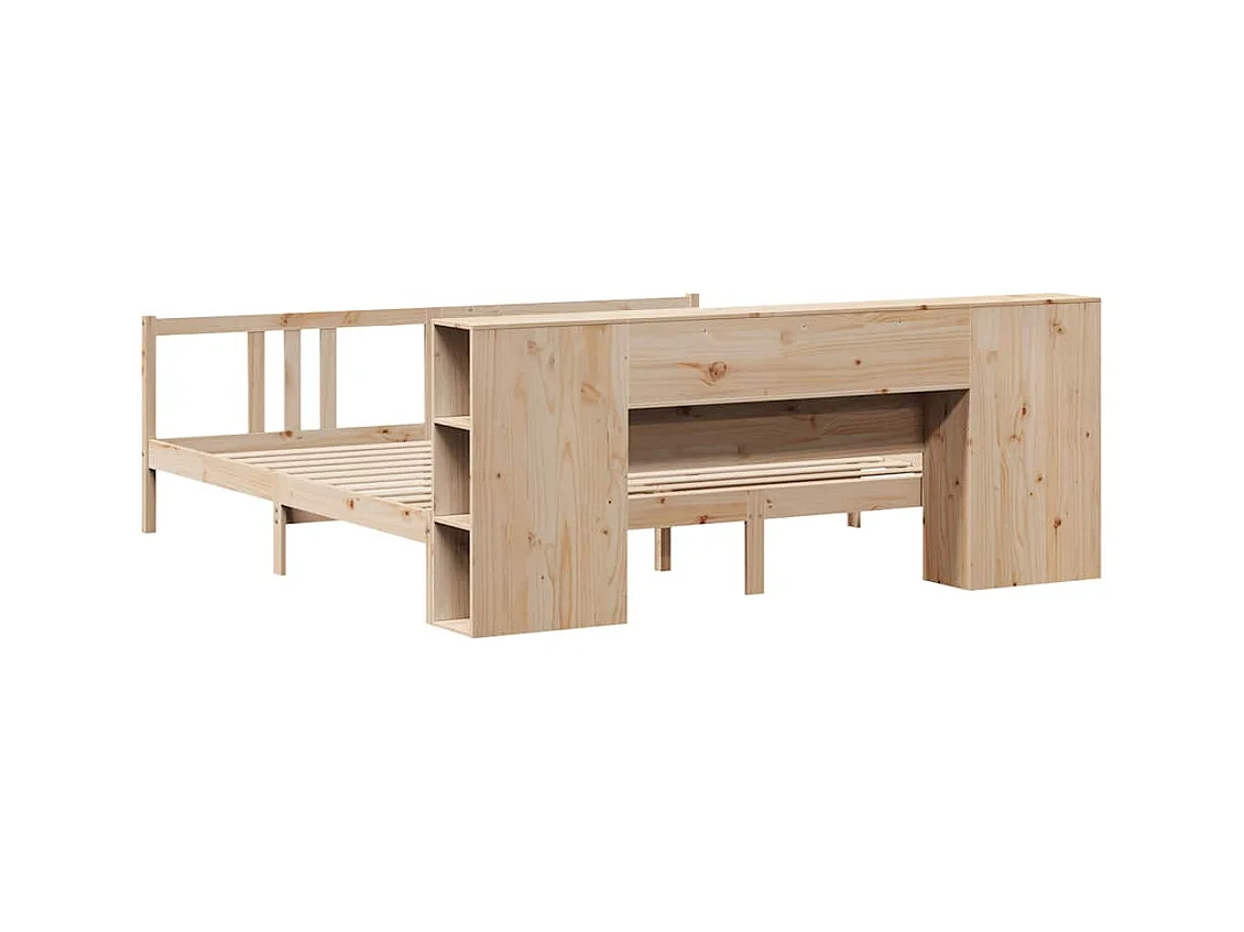 Lit bibliothèque sans matelas 180x200 cm bois massif de pin