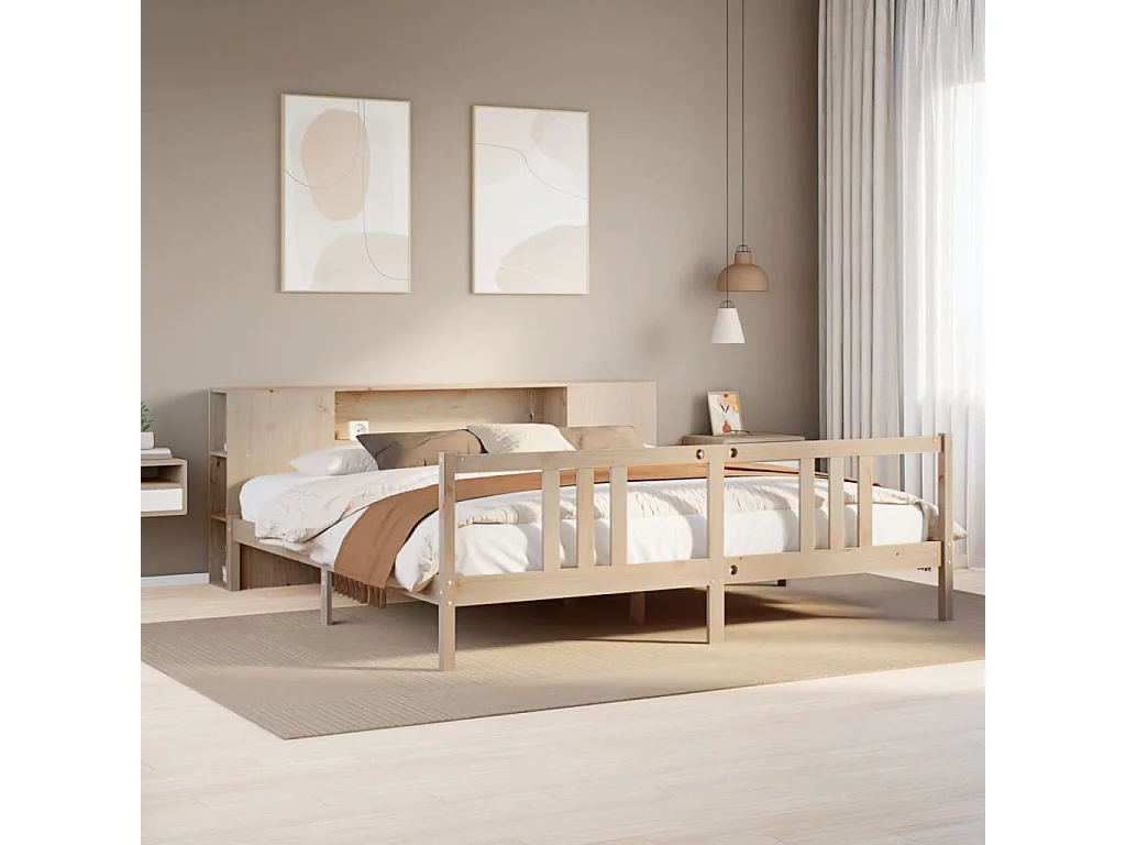 Bed met boekenkast zonder matras massief grenenhout 180x200 cm
