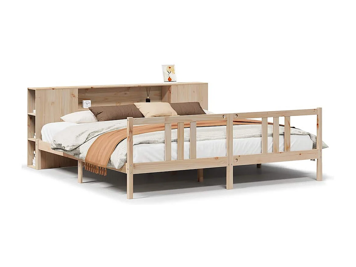 Bed met boekenkast zonder matras massief grenenhout 180x200 cm