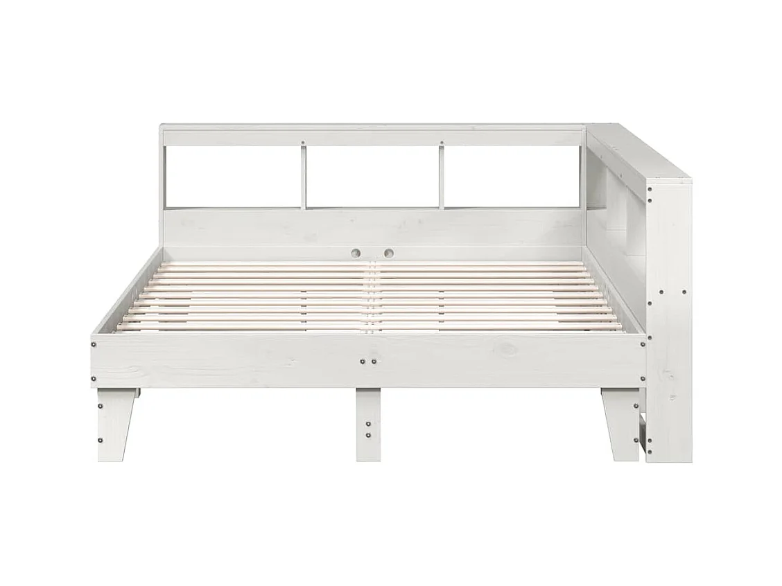 Lit bibliothèque sans matelas blanc 160x200 cm bois pin massif