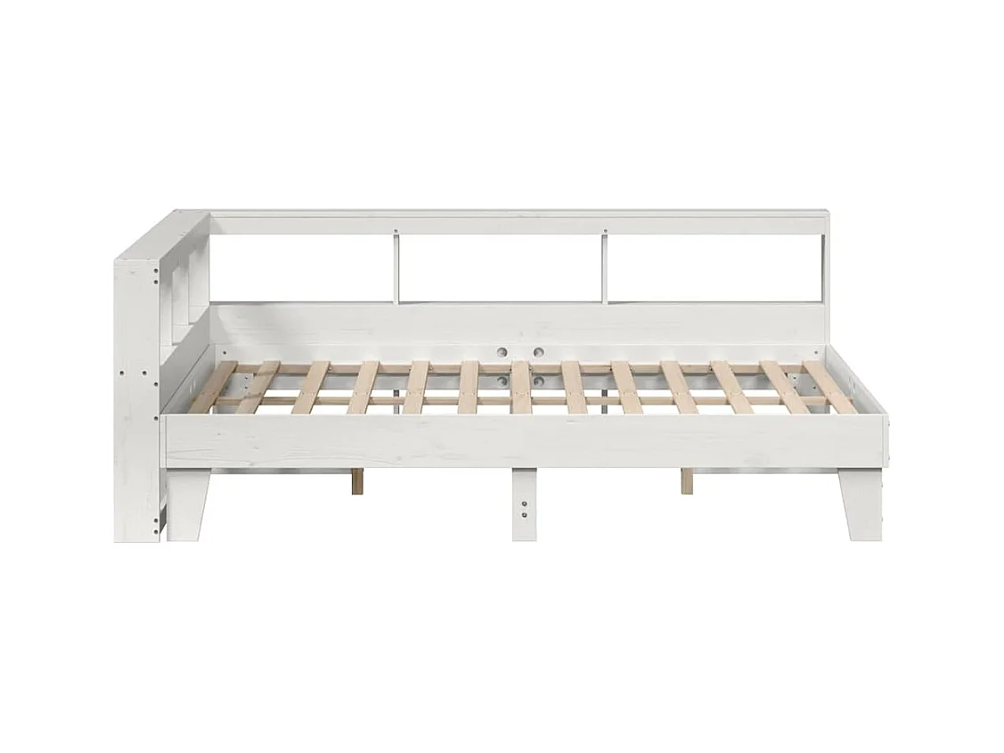 Lit bibliothèque sans matelas blanc 160x200 cm bois pin massif