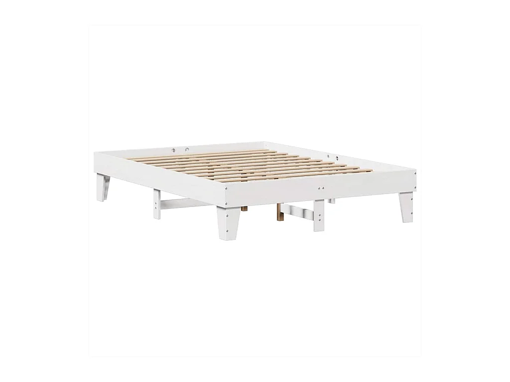 Lit bibliothèque sans matelas blanc 160x200 cm bois pin massif