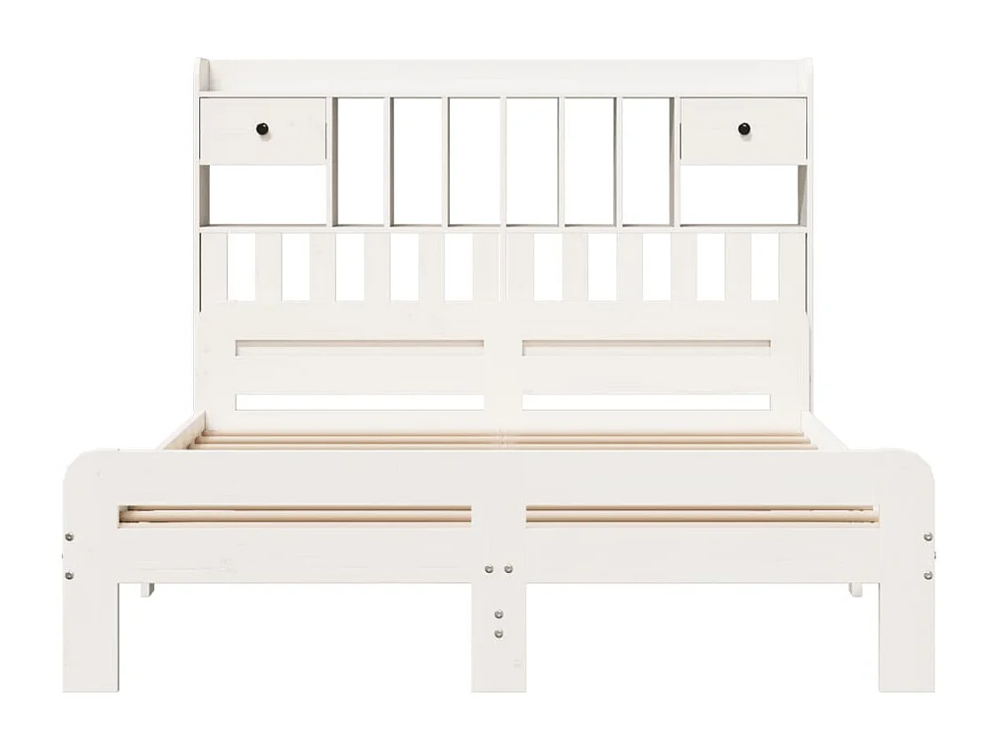Letto Libreria senza Materasso Bianco 140x200 cm Legno di Pino