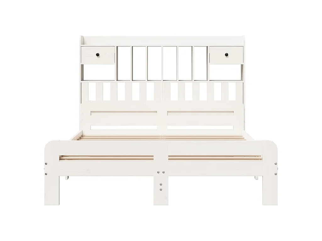 Lit bibliothèque sans matelas blanc 140x200 cm bois pin massif