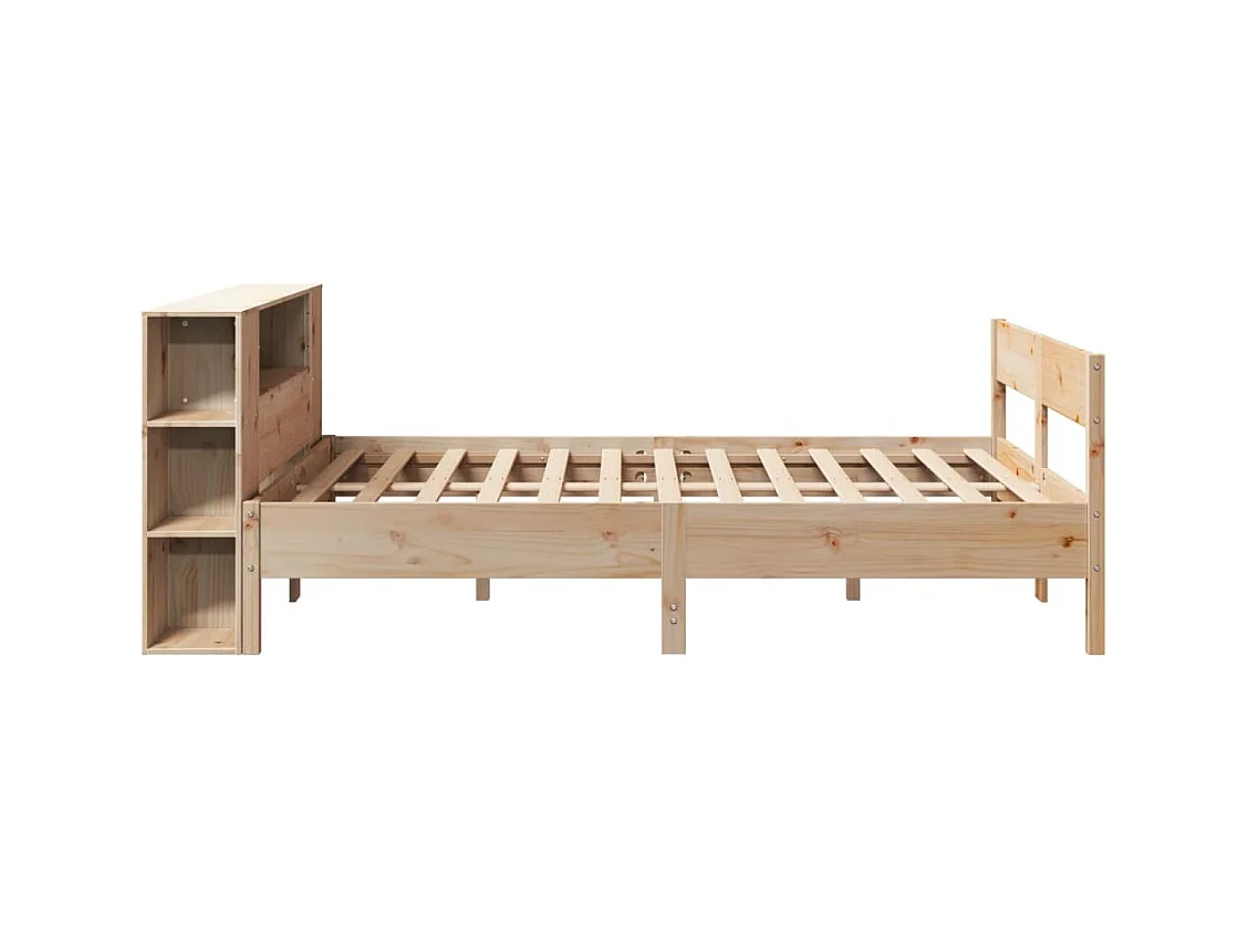 Lit bibliothèque sans matelas 140x190 cm bois de pin massif