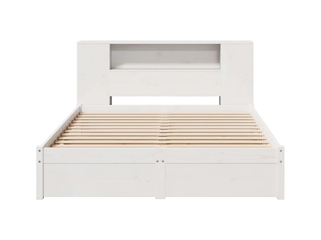 Lit bibliothèque sans matelas blanc 140x200 cm bois pin massif