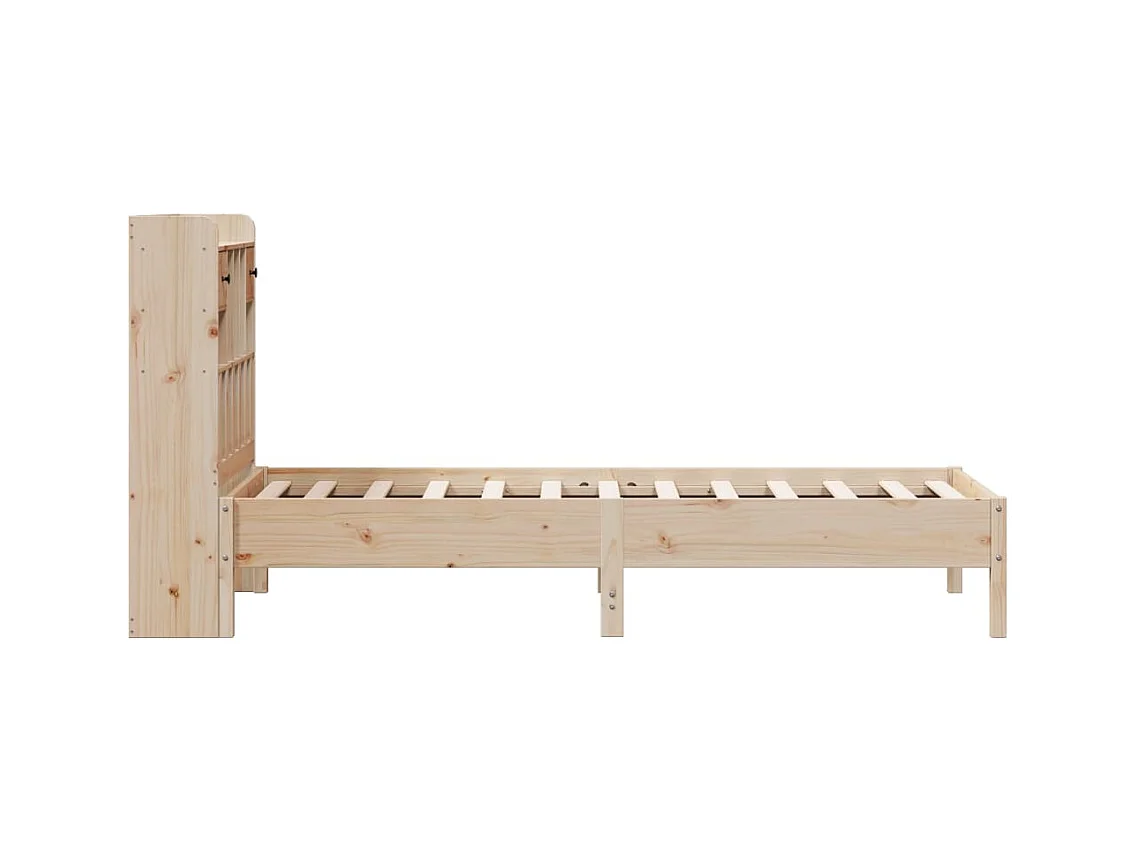 Lit bibliothèque sans matelas 90x200 cm bois de pin massif