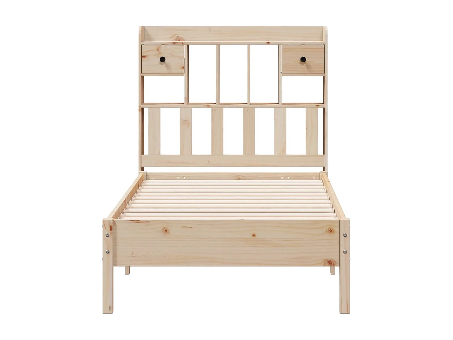 Bed met boekenkast zonder matras massief grenenhout 90x200 cm