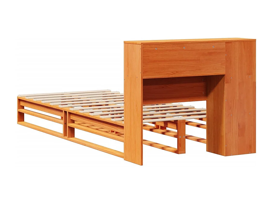 Massivholzbett mit Regal ohne Matratze Wachsbraun 100x200 cm