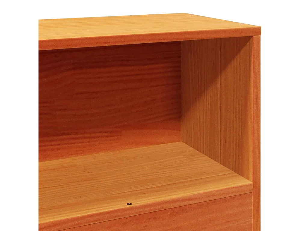 Massivholzbett mit Regal ohne Matratze Wachsbraun 100x200 cm