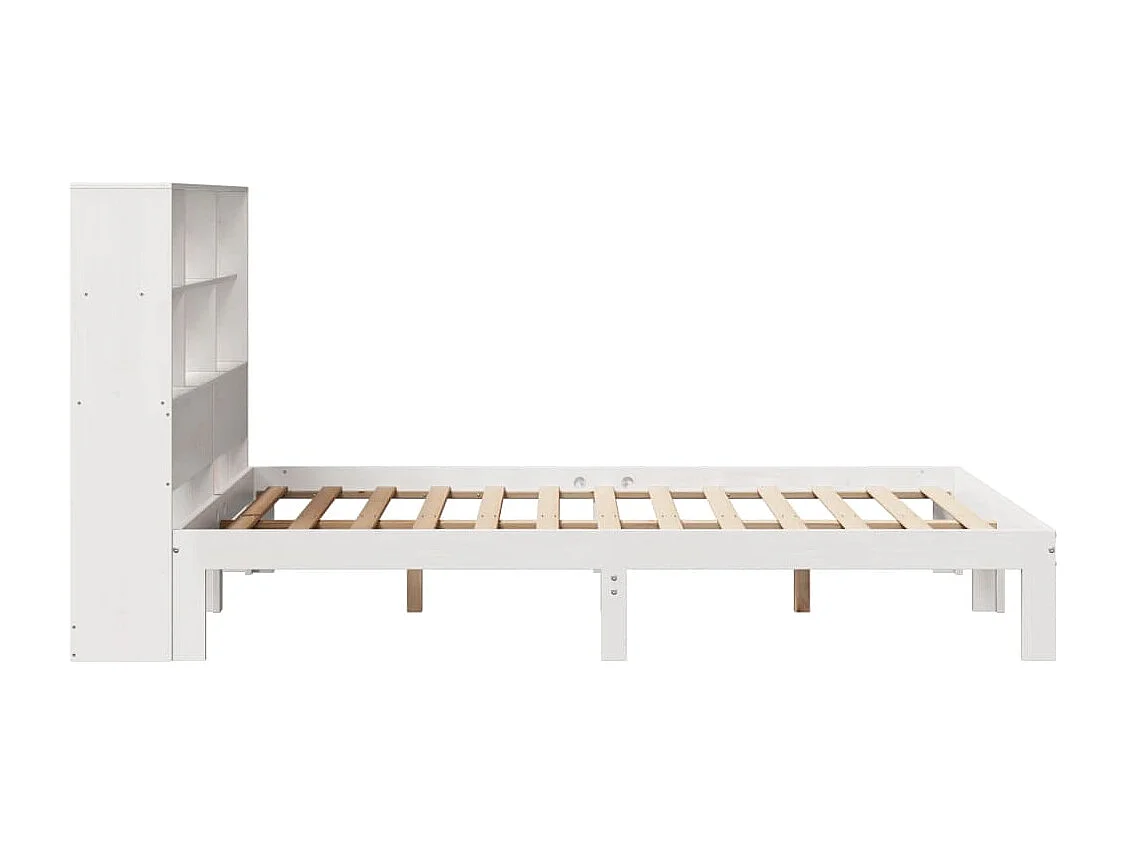 Lit bibliothèque sans matelas blanc 140x190 cm bois pin massif
