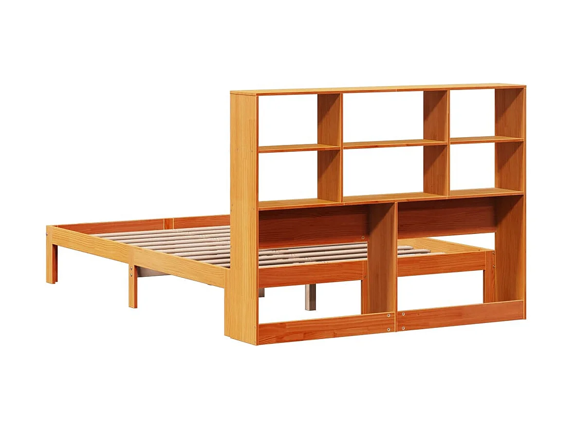 Cama c/ estante sem colchão 120x200cm pinho maciço castanho-mel
