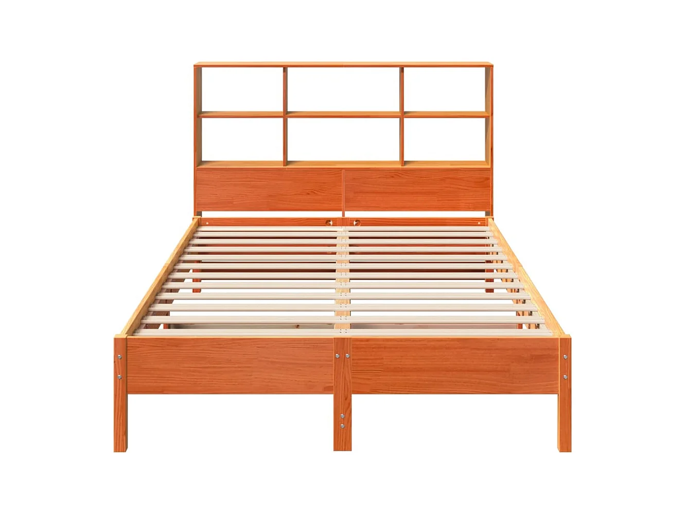 Lit bibliothèque sans matelas cire marron 120x200 cm pin massif
