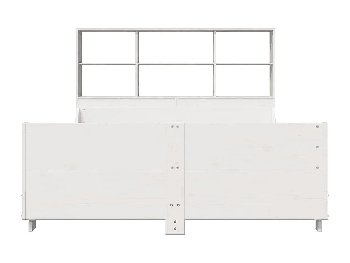 Massivholzbett mit Regal ohne Matratze Weiß 120x190 cm