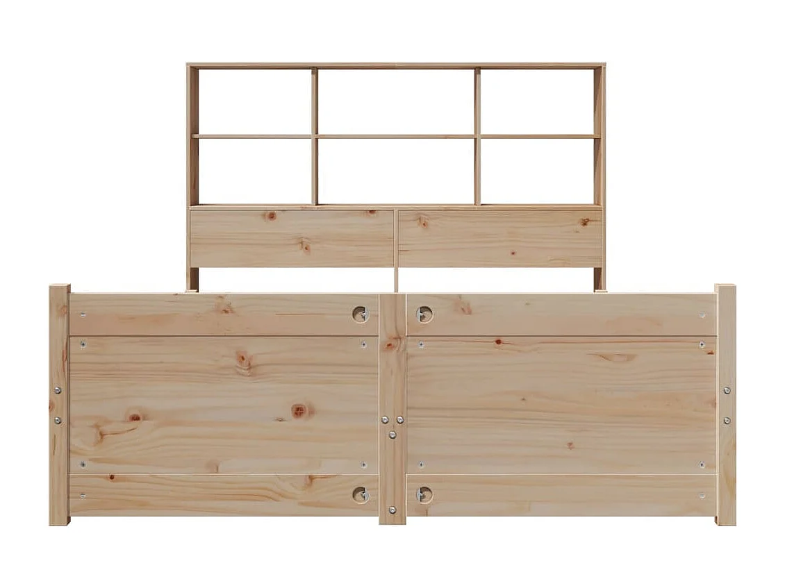 Lit bibliothèque sans matelas 135x190 cm bois de pin massif