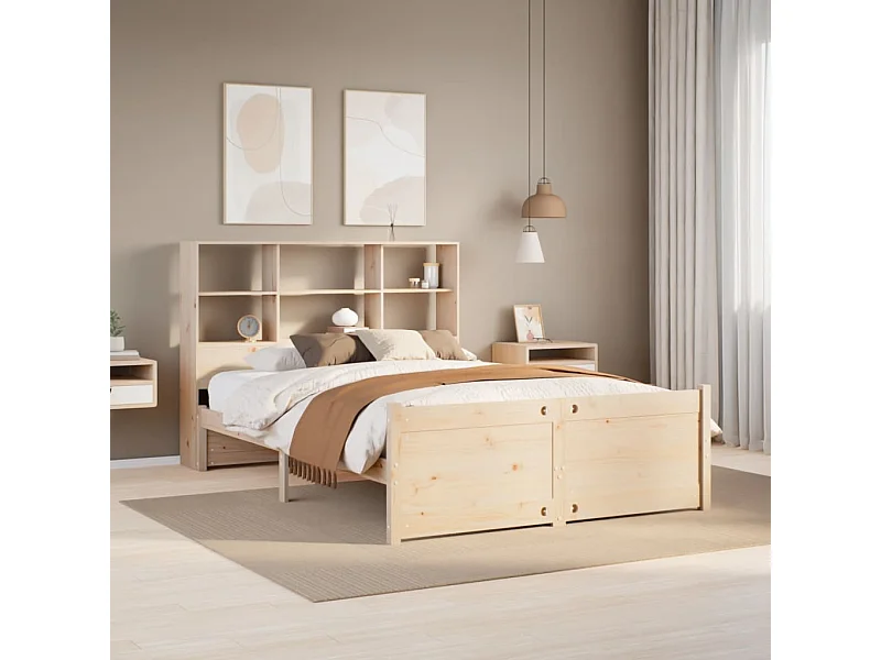Cama com estante sem colchão 135x190 cm pinho maciço