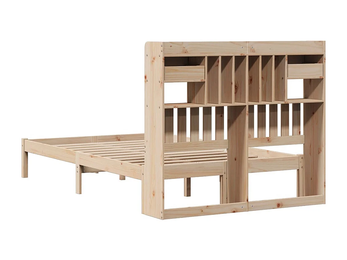 Massivholzbett mit Regal ohne Matratze 135x190 cm Kiefernholz