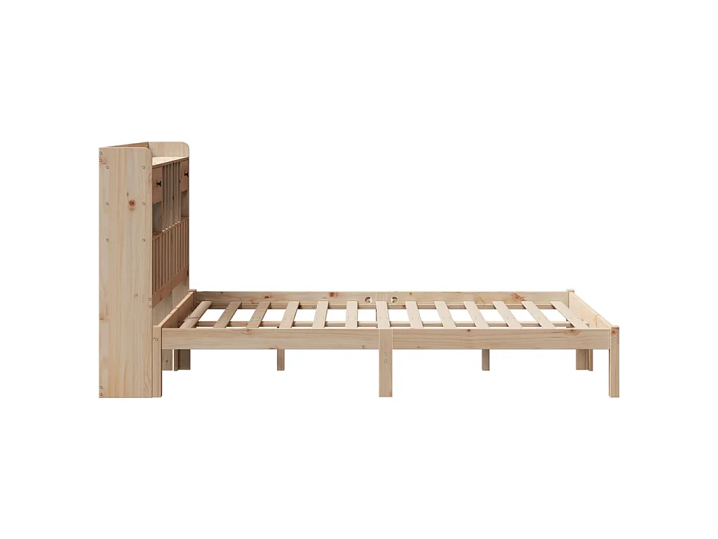 Lit bibliothèque sans matelas 135x190 cm bois de pin massif