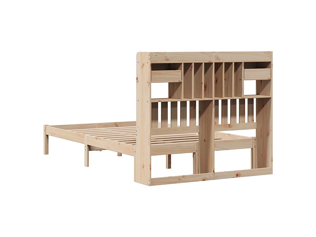 Lit bibliothèque sans matelas 135x190 cm bois de pin massif