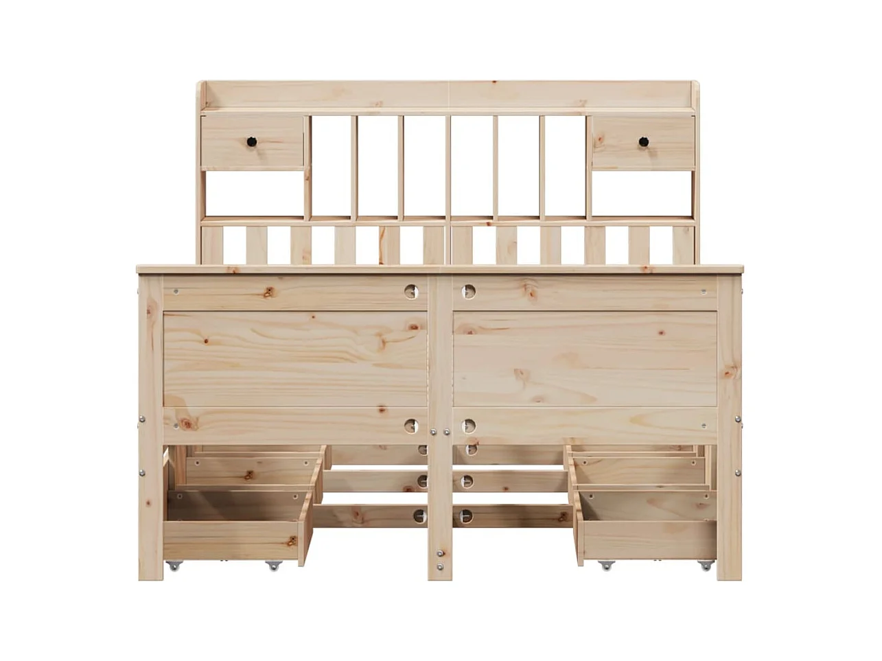 Lit bibliothèque sans matelas 160x200 cm bois massif de pin